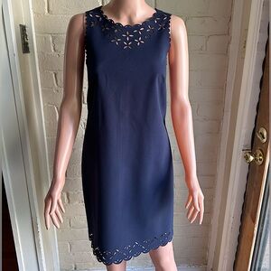 J.Crew size 2 navy blue scalloped beautiful formal work dress